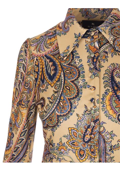 Beige Midi Shirt Dress With Paisley Ramage Motifs ETRO | 11628-5097800