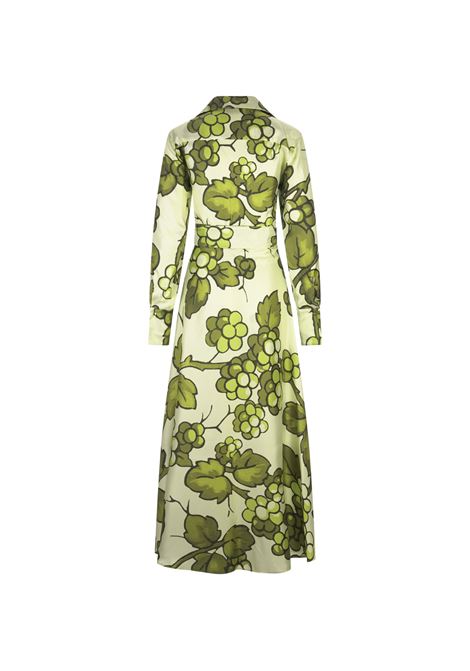 Green Wrap Long Dress With Berries Print ETRO | 11638-5129500