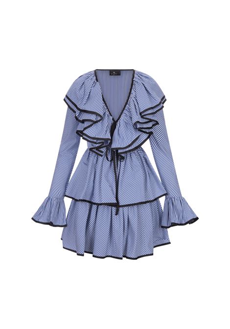Light Blue Striped Mini Dress With Ruffles ETRO | 11652-3880200