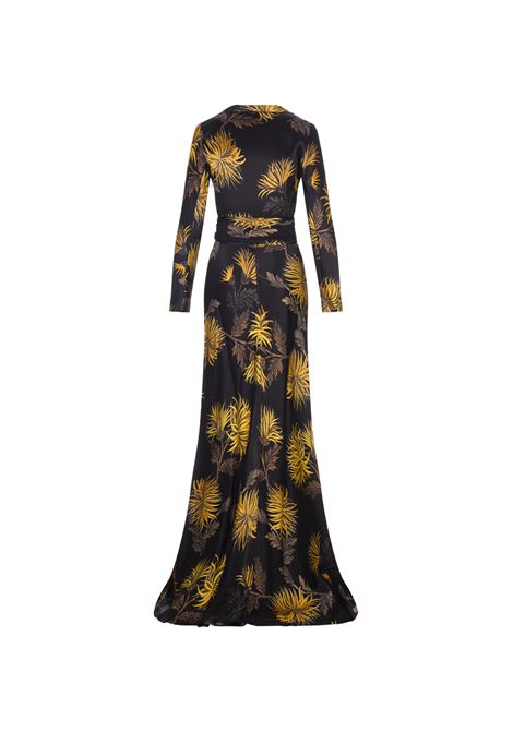 Black Wrap Long Dress With Dahlias ETRO | 11660-50191