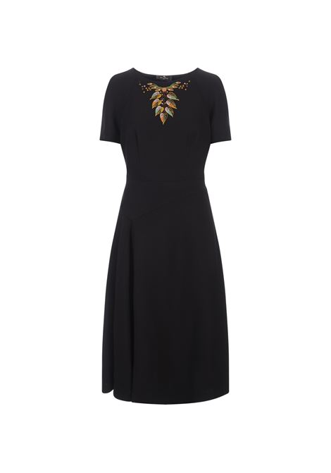 Black Midi Dress With Foliage Embroidery ETRO | 11665-72151