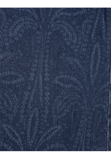 Blue Flared Jeans With All-Over Foliage Pattern ETRO | 11823-9073200