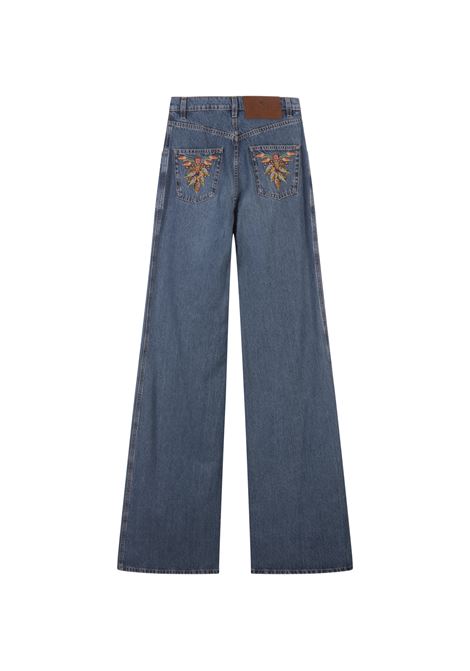 Navy Blue Flared Jeans With Embroidery ETRO | 11823-9572200