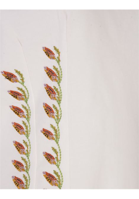 White Fitted T-Shirt With Floral Embroidery ETRO | 11848-9632990