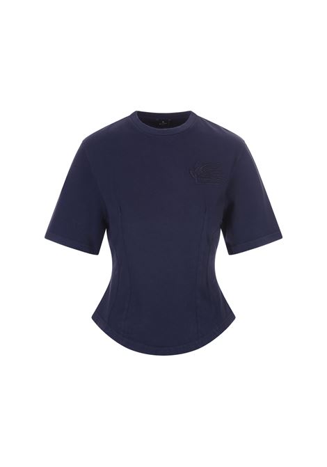T-Shirt Sciancrata Blu Con Logo ETRO | 11848-9638200