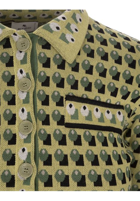Green Knit Polo with Tie Print Patterns ETRO | 11921-9206500