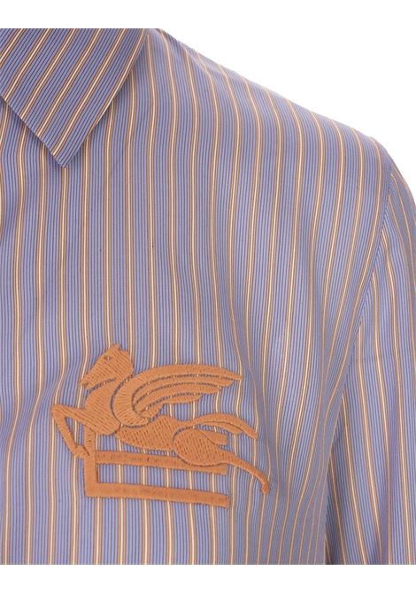 Blue Striped Silk Shirt With Logo ETRO | 12400-0556250