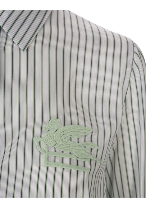 Green Striped Silk Shirt With Logo ETRO | 12400-0556500