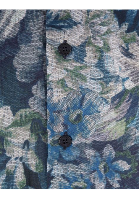 Navy Blue Cotton Shirt With Floral Print ETRO | 12908-5728201