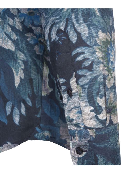 Camicia In Cotone Blu Navy Con Stampa Floreale ETRO | 12908-5728201