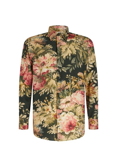 Green Cotton Shirt With Floral Print ETRO | 12908-5728500