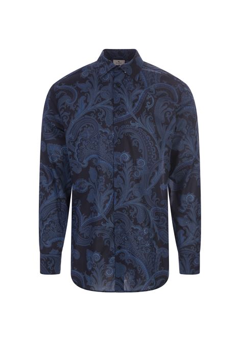 Navy Blue Paisley Cotton Shirt ETRO | 12908-5761200
