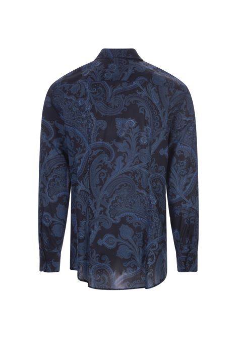 Navy Blue Paisley Cotton Shirt ETRO | 12908-5761200