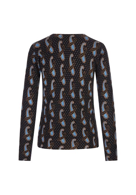 Silk and Cashmere Sweater with Light Blue Paisley Pattern All-Over ETRO | 19736-9250250