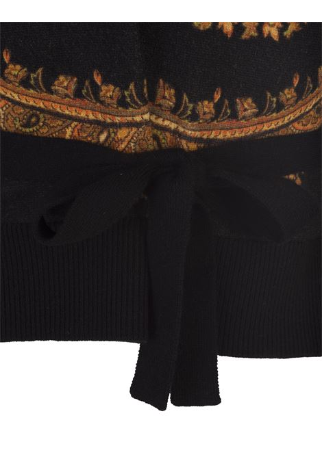 Black Cashmere Top With Paisley Print ETRO | 1D005-92481
