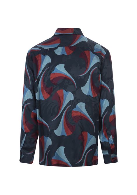 Navy Blue Silk Bowling Shirt With Floral Print ETRO | 1K93B-3530200