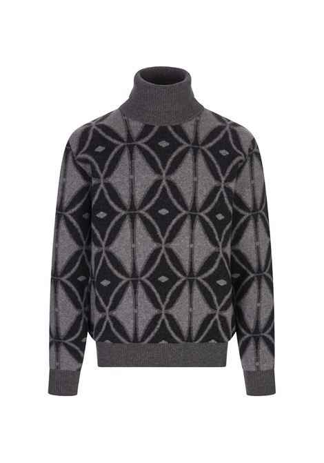 Grey Wool Turtleneck With Geometric Inlay ETRO | 1M507-97192