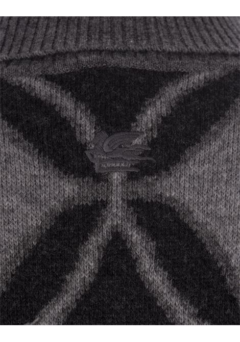 Grey Wool Turtleneck With Geometric Inlay ETRO | 1M507-97192