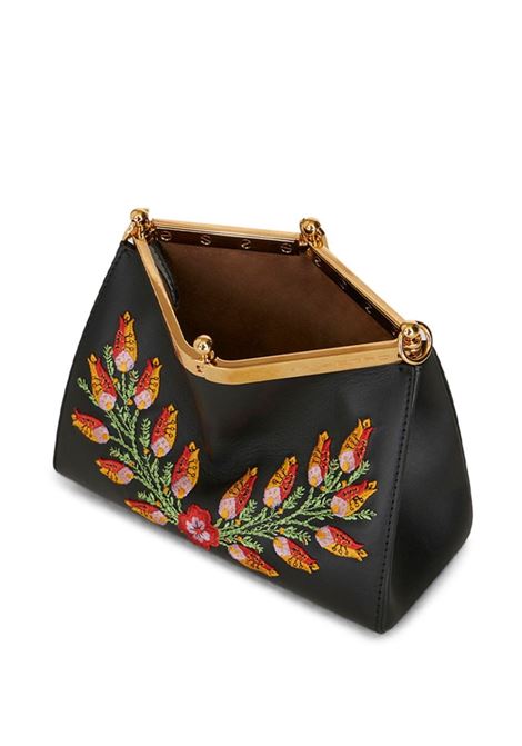 Black Mini Vela Bag With Floral Embroidery ETRO | 1P055-78651