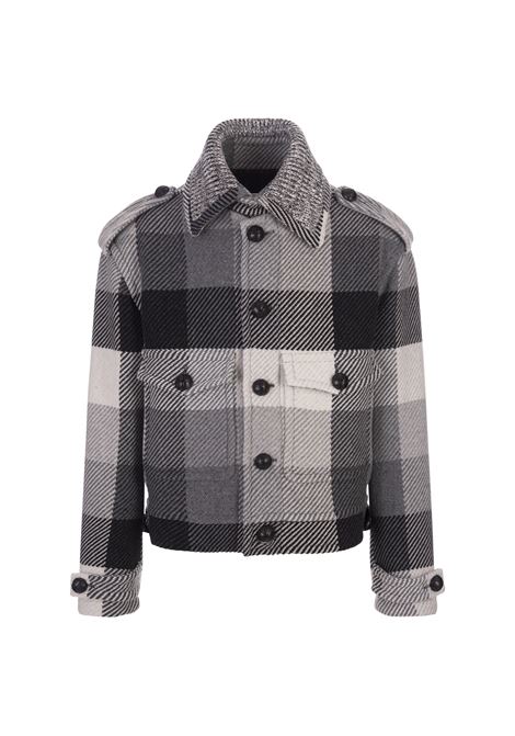 Grey Short Coat With Check Pattern ETRO | 1S395-02263