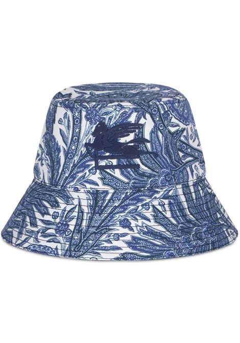 Navy Blue Bucket Hat With Paisley Pattern ETRO | 1T935-5794200