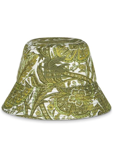 Green Bucket Hat With Paisley Pattern ETRO | 1T935-5794501