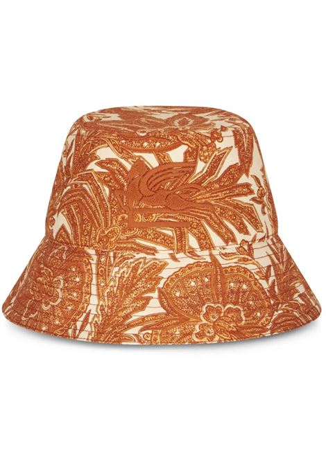 Orange Bucket Hat With Paisley Pattern ETRO | 1T935-5794751