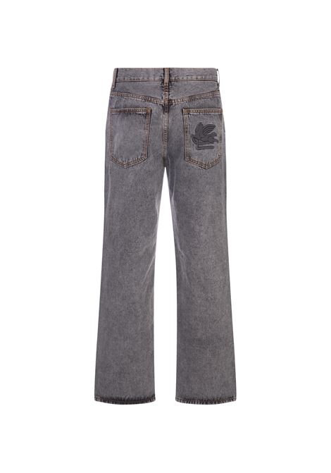 Jeans In Denim Di Cotone Grigio Con Logo ETRO | 1W806-96512