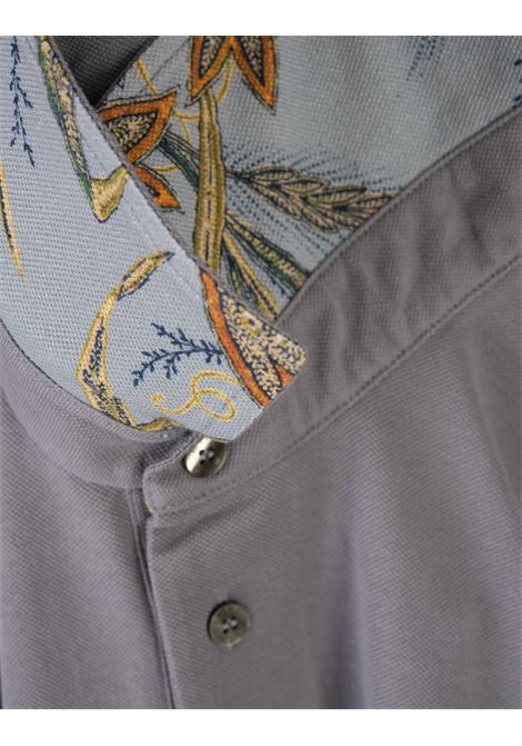 Grey Polo Shirt with Logo and Paisley Undercollar ETRO | 1Y141-9292250