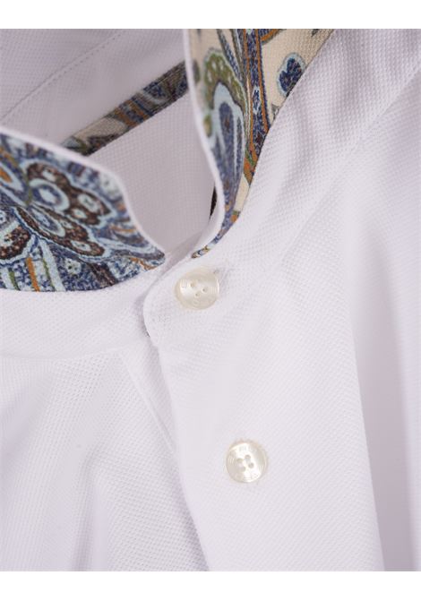 White Polo Shirt with Logo and Paisley Undercollar ETRO | 1Y141-9292990