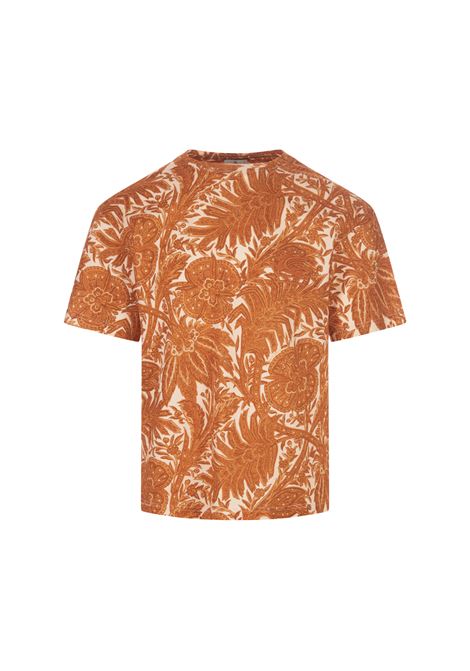 Orange Printed T-Shirt With Logo ETRO | 1Y525-9699751