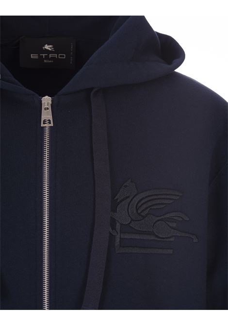 Navy Blue Zipped Hoodie With Logo ETRO | 1Y532-9291200