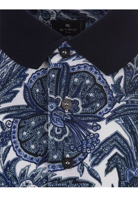 Printed Blue Cotton Polo Shirt ETRO | 1Y800-9698200