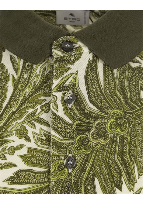 Printed Green Cotton Polo Shirt ETRO | 1Y800-9698501