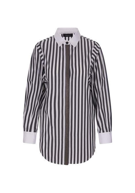 White and Dark Brown Striped Shirt FABIANA FILIPPI | CAD213F2360000H700VRU
