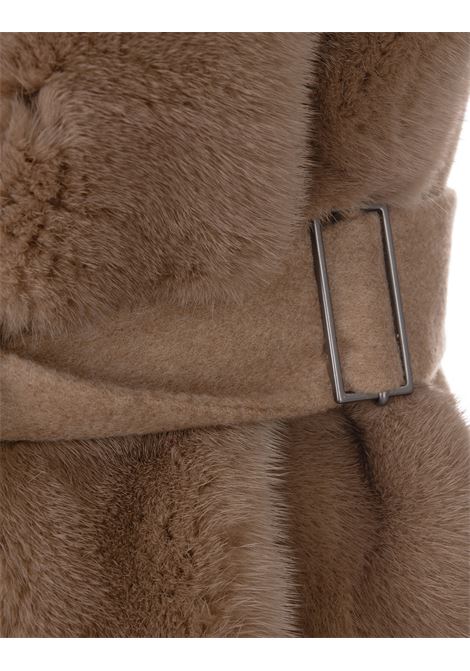Camel Gilet In Mink and Cashmere Double FABIANA FILIPPI | PLD213F2090000H699VR2