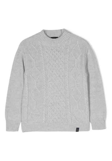 Grey Cable Crew Neck Pullover FAY KIDS | FT9P20-W0041805