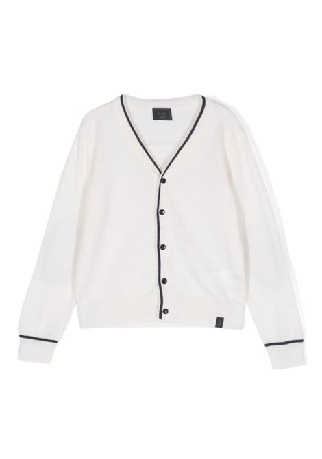 White Cardigan With V-Neck and Contrasting Details FAY KIDS | FT9P70-W0023101BL