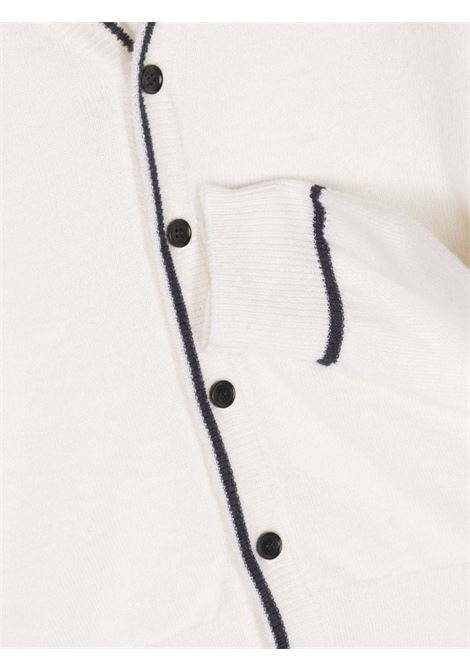 Cardigan Bianco Con Scollo a V e Dettagli a Contrasto FAY KIDS | FT9P70-W0023101BL