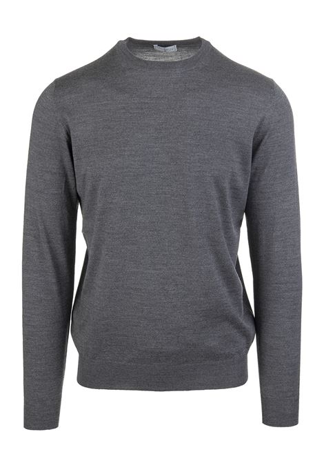 Round-Neck Pullover In Asphalt Grey Wool FEDELI | UI07012-CC21