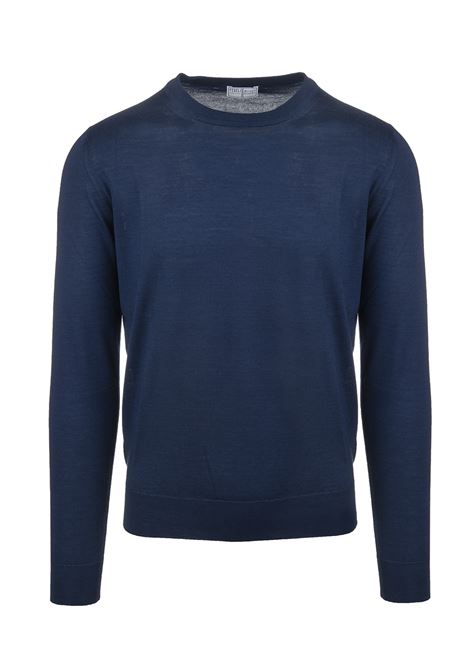 Blue Round Neck Pullover In Cashmere and Silk FEDELI | UI07119-CC19