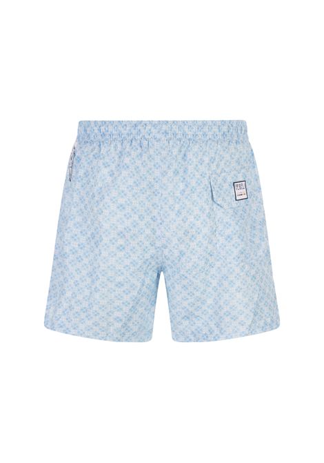Light Blue Swim Shorts With Floral Pattern FEDELI | 00318-C088537