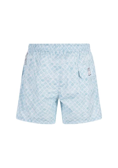Sky Blue Swim Shorts With Floral Pattern FEDELI | 00318-C088539