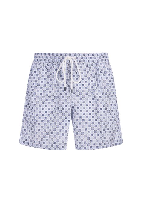 Swim Shorts With Blue Flower and Polka Dot Pattern FEDELI | 00318-C088593