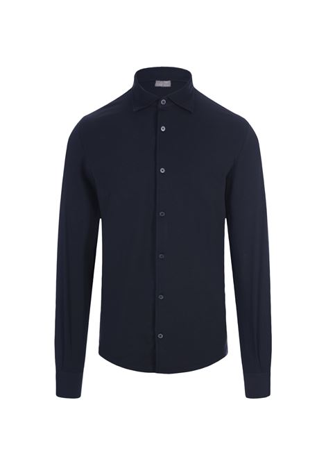 Navy Blue Stretch Cotton Shirt FEDELI | UI00535-CC4