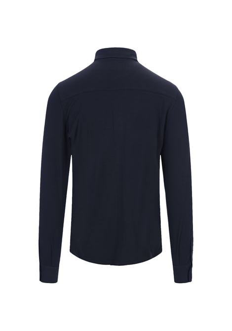 Navy Blue Stretch Cotton Shirt FEDELI | UI00535-CC4