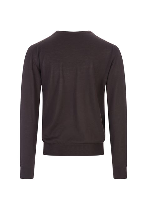 Man Brown Cashmere Pullover With V-Neck FEDELI | UI05707-CC31