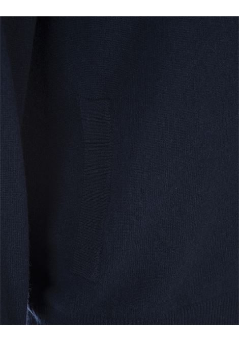 Cardigan In Cashmere Blu Con Zip e Cappuccio FEDELI | UI06192CE-CC0009