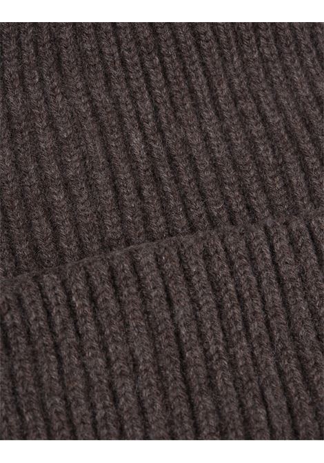 Brown Ribbed Cashmere Beanie FEDELI | 062383