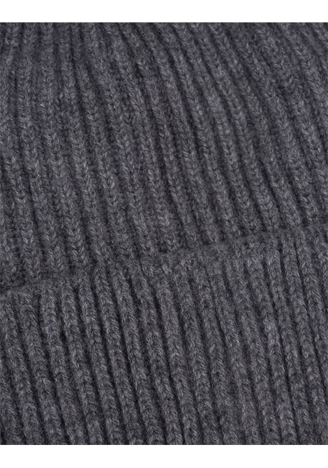 Grey Ribbed Cashmere Beanie FEDELI | UI06238-CC5